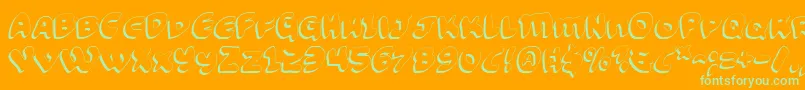 FunnyPagesShadow-Schriftart – Grüne Schriften auf orangefarbenem Hintergrund