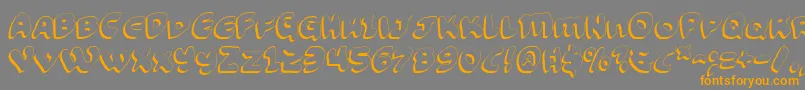 フォントFunnyPagesShadow – オレンジの文字は灰色の背景にあります。