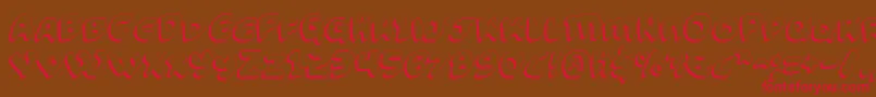 フォントFunnyPagesShadow – 赤い文字が茶色の背景にあります。