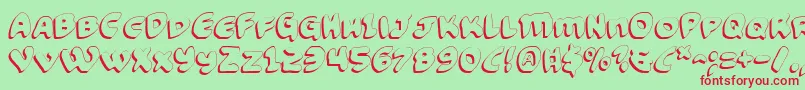 Fonte FunnyPagesShadow – fontes vermelhas em um fundo verde