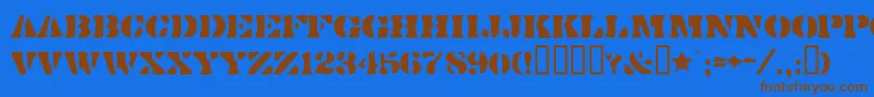 Dirtybakersdozen-Schriftart – Braune Schriften auf blauem Hintergrund