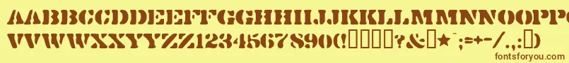 Dirtybakersdozen Font – Brown Fonts on Yellow Background