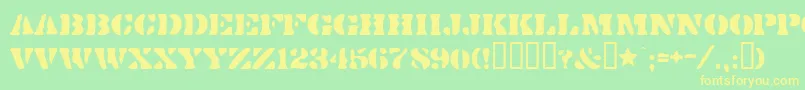 Dirtybakersdozen-Schriftart – Gelbe Schriften auf grünem Hintergrund