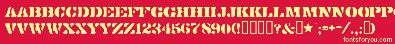 Dirtybakersdozen-Schriftart – Gelbe Schriften auf rotem Hintergrund