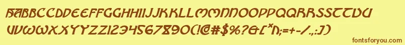 BrinAthynBoldItalic Font – Brown Fonts on Yellow Background