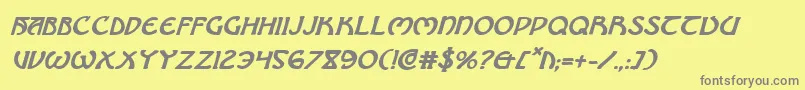 フォントBrinAthynBoldItalic – 黄色の背景に灰色の文字