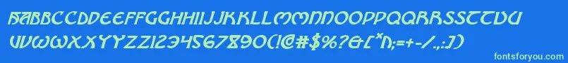 BrinAthynBoldItalic Font – Green Fonts on Blue Background