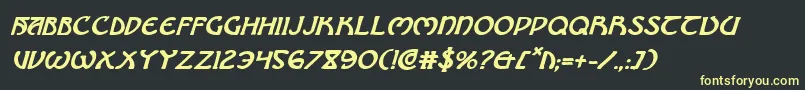 フォントBrinAthynBoldItalic – 黒い背景に黄色の文字