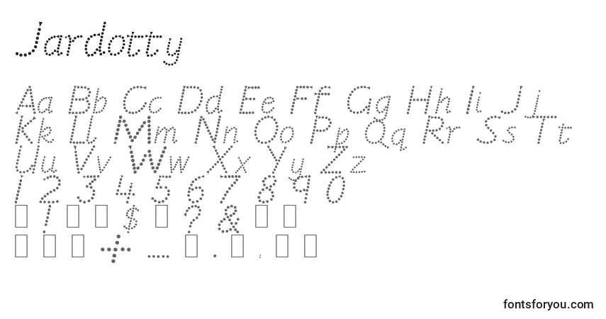 Schriftart Jardotty – Alphabet, Zahlen, spezielle Symbole