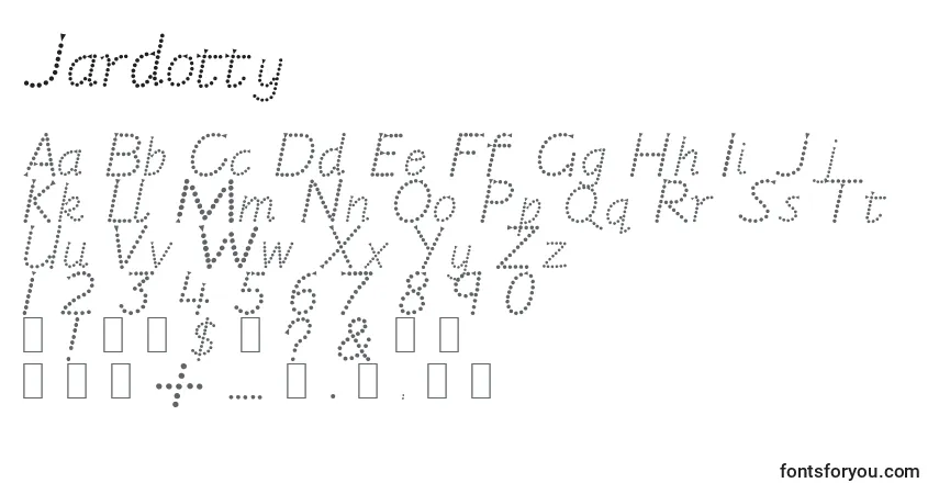 Jardotty-fontti – aakkoset, numerot, erikoismerkit