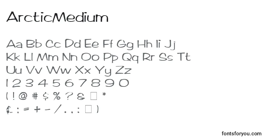 Fuente ArcticMedium - alfabeto, números, caracteres especiales