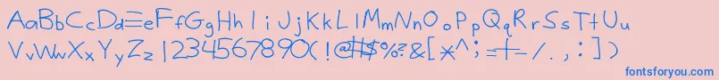 フォントJusty1 – ピンクの背景に青い文字
