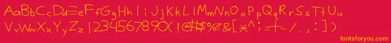 Justy1 Font – Orange Fonts on Red Background