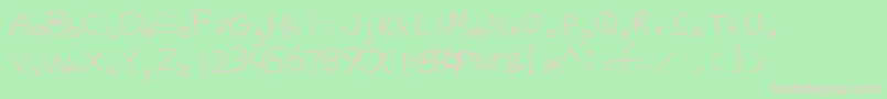 Justy1-fontti – vaaleanpunaiset fontit vihreällä taustalla