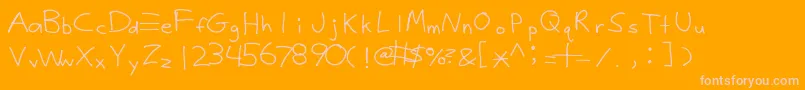 Justy1 Font – Pink Fonts on Orange Background