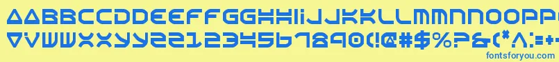 フォントOberonCondensed – 青い文字が黄色の背景にあります。