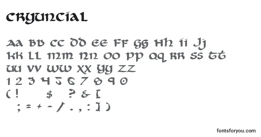 A fonte CryUncial – alfabeto, números, caracteres especiais