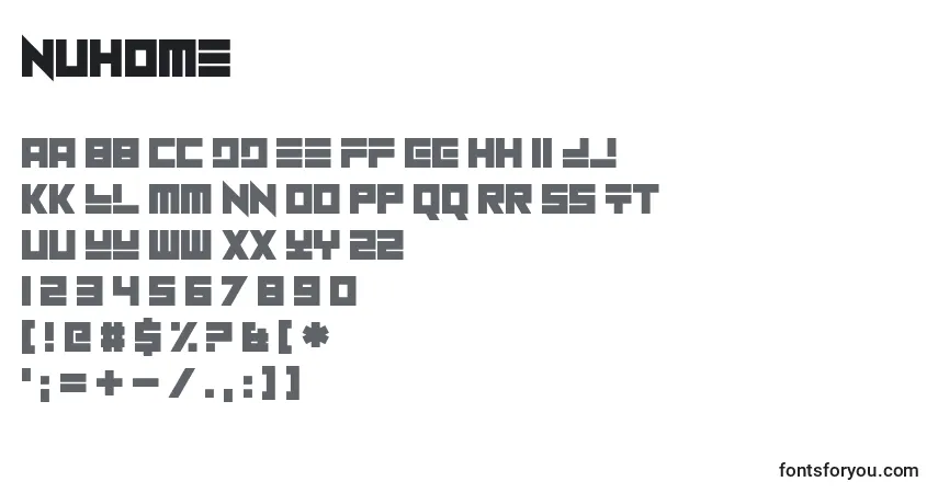 Czcionka NuHome – alfabet, cyfry, specjalne znaki