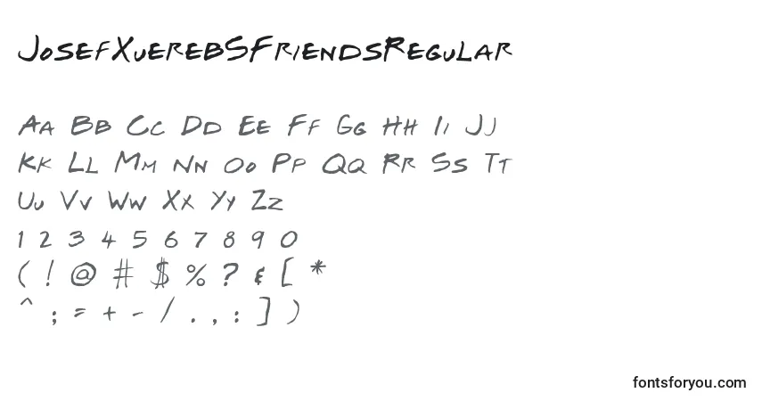 JosefXuerebSFriendsRegular-fontti – aakkoset, numerot, erikoismerkit