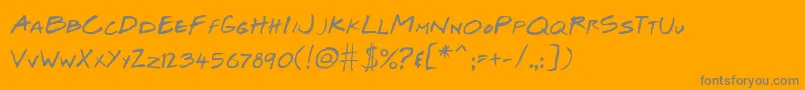 Weitere Informationen zur JosefXuerebSFriendsRegular-Schriftart JosefXuerebSFriendsRegular-Schriftart – Graue Schriften auf orangefarbenem Hintergrund