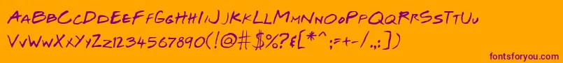 JosefXuerebSFriendsRegular Font – Purple Fonts on Orange Background