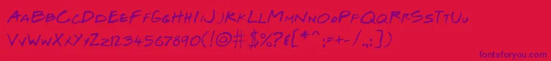 Police JosefXuerebSFriendsRegular – polices violettes sur fond rouge