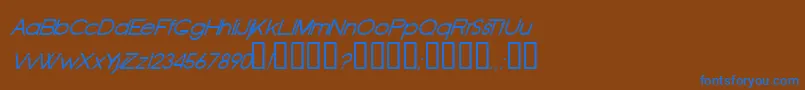 Oldri-Schriftart – Blaue Schriften auf braunem Hintergrund
