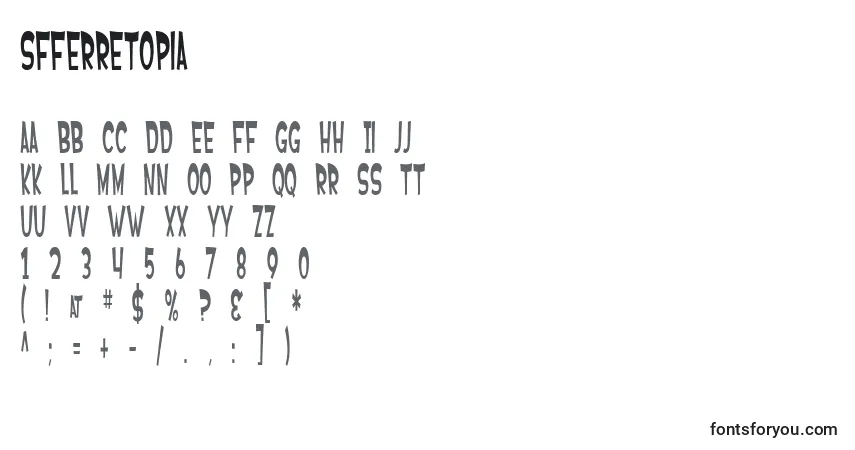 A fonte SfFerretopia – alfabeto, números, caracteres especiais