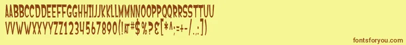 フォントSfFerretopia – 茶色の文字が黄色の背景にあります。