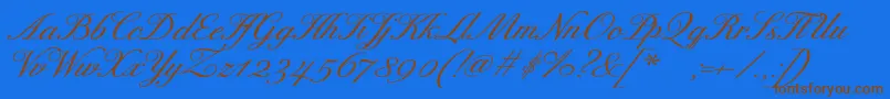 ExcelsorscriptBolditalic-Schriftart – Braune Schriften auf blauem Hintergrund