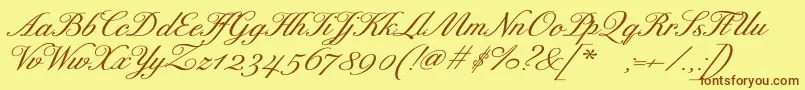 フォントExcelsorscriptBolditalic – 茶色の文字が黄色の背景にあります。