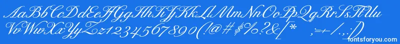 ExcelsorscriptBolditalic-Schriftart – Weiße Schriften auf blauem Hintergrund