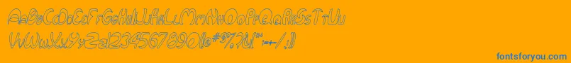 QurveHollowThinItalic Font – Blue Fonts on Orange Background