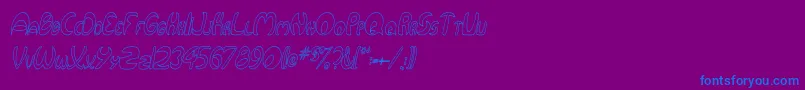 Шрифт QurveHollowThinItalic – синие шрифты на фиолетовом фоне