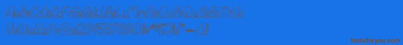 QurveHollowThinItalic Font – Brown Fonts on Blue Background