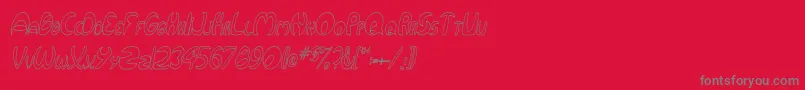 QurveHollowThinItalic Font – Gray Fonts on Red Background