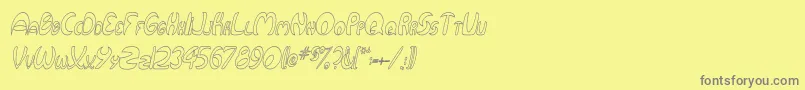 フォントQurveHollowThinItalic – 黄色の背景に灰色の文字