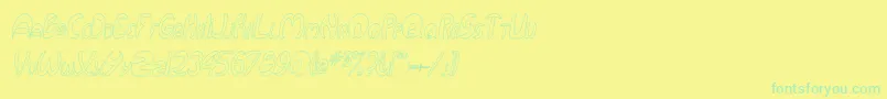 Fonte QurveHollowThinItalic – fontes verdes em um fundo amarelo