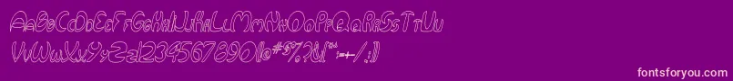 QurveHollowThinItalic Font – Pink Fonts on Purple Background