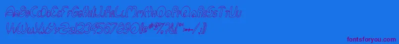 QurveHollowThinItalic Font – Purple Fonts on Blue Background
