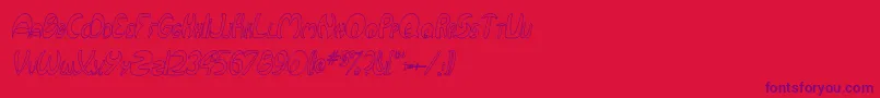 フォントQurveHollowThinItalic – 赤い背景に紫のフォント