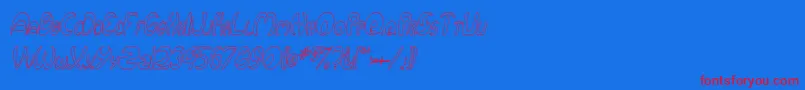 Police QurveHollowThinItalic – polices rouges sur fond bleu