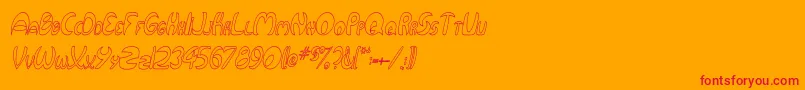 QurveHollowThinItalic-fontti – punaiset fontit oranssilla taustalla