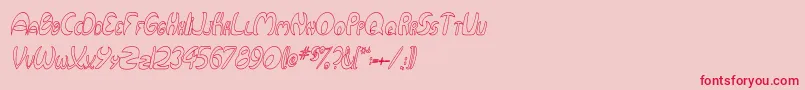 QurveHollowThinItalic-Schriftart – Rote Schriften auf rosa Hintergrund