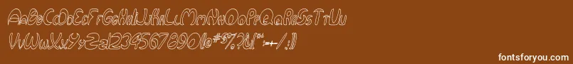 Więcej informacji o czcionce QurveHollowThinItalic Czcionka QurveHollowThinItalic – białe czcionki na brązowym tle