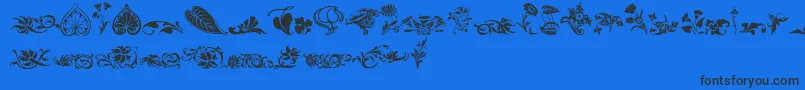 Wwfloralcorner Font – Black Fonts on Blue Background