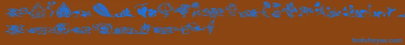 フォントWwfloralcorner – 茶色の背景に青い文字