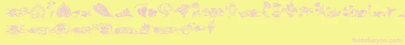 Wwfloralcorner-Schriftart – Rosa Schriften auf gelbem Hintergrund