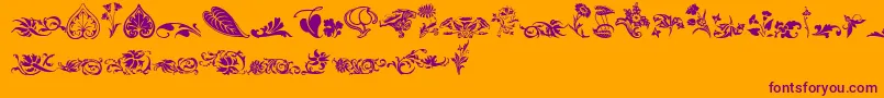 Wwfloralcorner-fontti – violetit fontit oranssilla taustalla