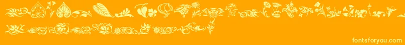 Fonte Wwfloralcorner – fontes amarelas em um fundo laranja